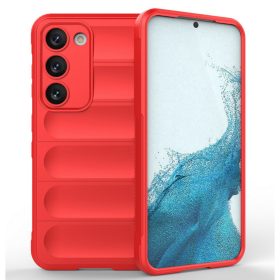   Honor 90 Lite kameravédős erősített szilikon tok pastel hullámos minta velúr belső piros