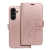 Samsung Galaxy A56 5G oldalra nyíló könyv tok Teddy Bear rozé arany