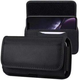   Univerzális tok övre fűzhető fekvő , csiptethető kártyatartó zsebbel Oxford 6,2" méret fekete