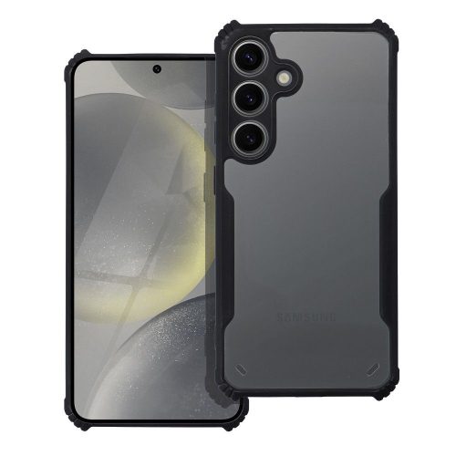 Samsung Galaxy S25 erősített ütésálló szilikon tok átlátszó-fekete