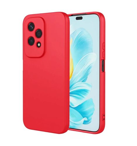 Honor 400 Lite kameravédős erősített szilikon tok pastel piros