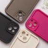 Samsung Galaxy A16 kameravédős erősített szilikon tok pastel bézs