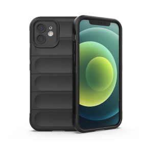   Apple Iphone 14 Pro kameravédős erősített szilikon tok pastel hullámos minta velúr belső fekete