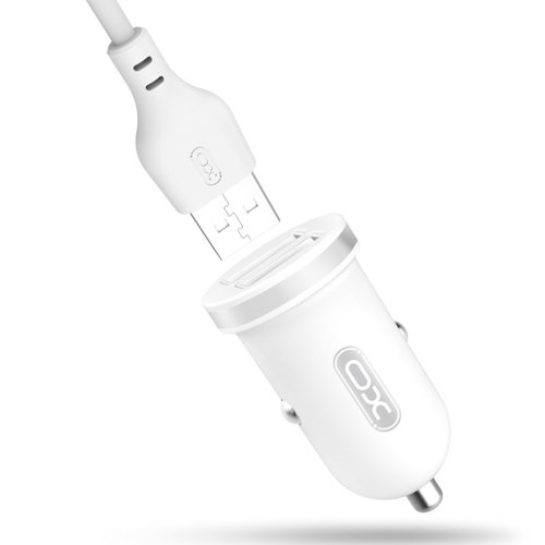 Autós töltő XO TZ08 2 usb kimenet 2.1a USB-C kábellel fehér