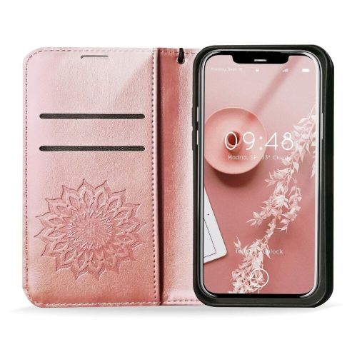 Xiaomi Redmi Note 12 4G oldalra nyíló könyv tok Mandala minta rose gold